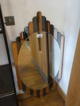 +VAT Oval wall mirror in art deco style 2 tone mirrored frame