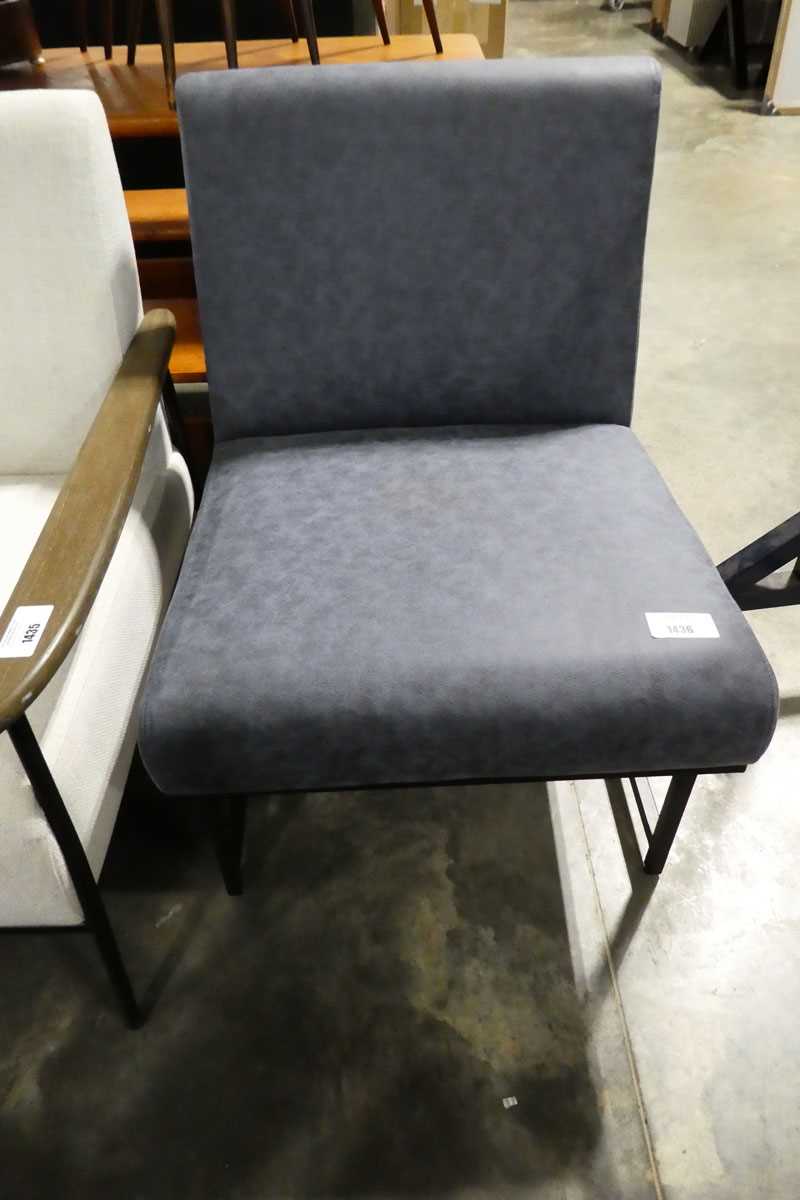 +VAT Blue upholstered easy chair on black metal frame