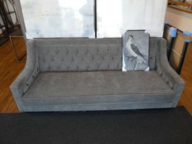 +VAT Grey upholstered button back 3 seater sofa