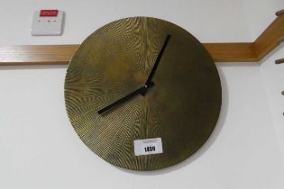 +VAT Small circular gold coloured wall clock with radial pattern