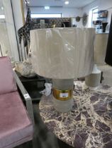 +VAT Concrete finish table lamp base with central gold coloured band and natural coloured