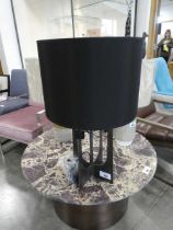 +VAT Pressed metal table lamp base with black and silver lined shade