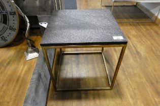 +VAT Square profile slate top coffee table on gold coloured metal frame