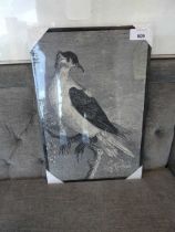 +VAT Packaged linen wall plaque of bird