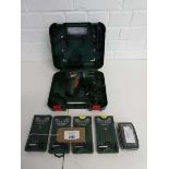 +VAT Cased Bosch cordless screwdriver with battery and charger together with 5 cased Bosch drill bit