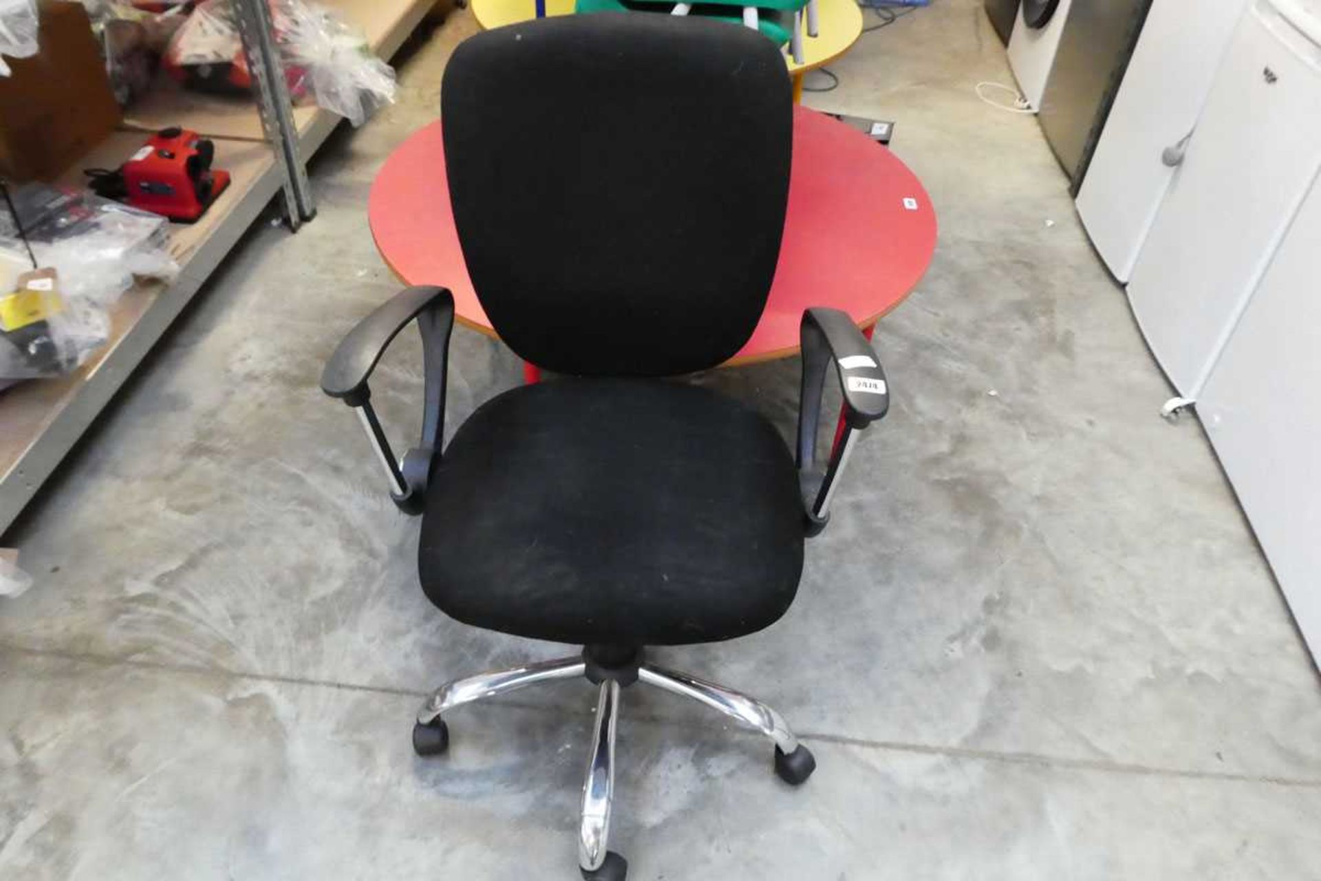 Black cloth office armchair on chrome 5 star base