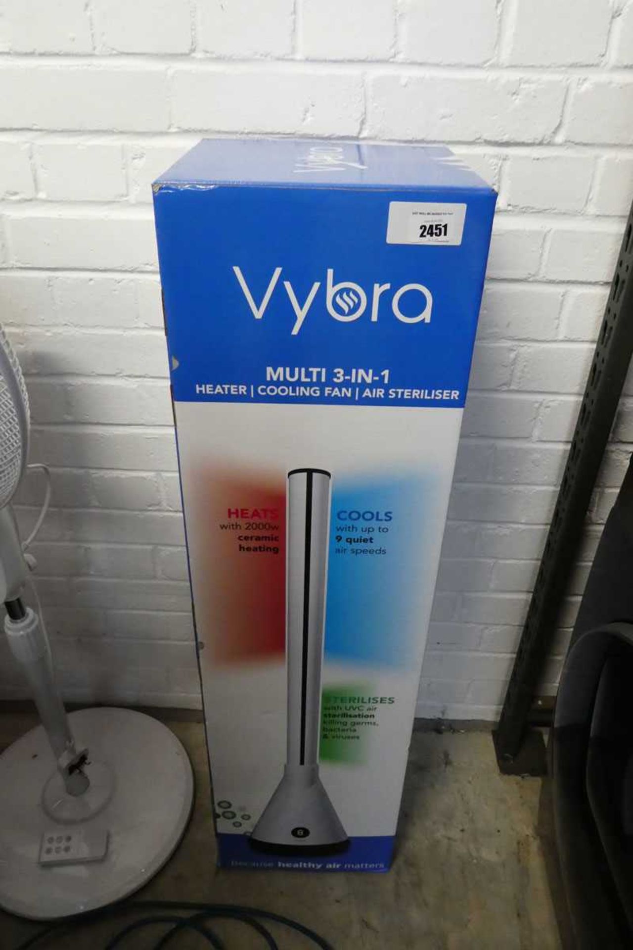 +VAT Boxed Vybra multi 3 in 1 heater, fan and air steriliser