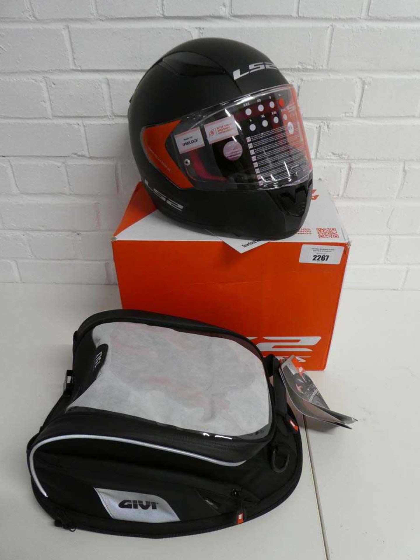 +VAT LS2 FF353 Rapid Single matt black motorcycle helmet size: M, together with a Givi motorcycle