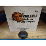 Box containing approximately 150 Superstar branded Lerduvor clay tarkets
