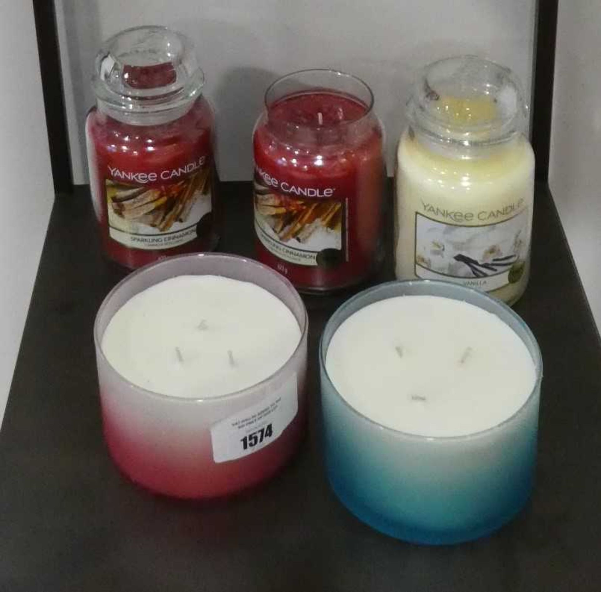 +VAT 5 various candles including 3 Yankees