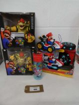+VAT 2 Bowser figures from The Super Mario Bros. Movie, Super Mario water bottle and 2 Mario Kart