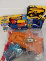 +VAT Super Things rescue truck, CAT dump truck, Paw Patrol Chase police cruiser and garage set