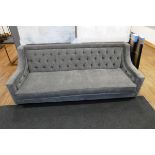 +VAT Grey button backed upholstered 3 seater sofa