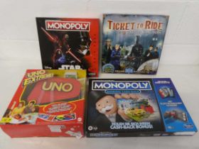 +VAT Monopoly Star Wars, Monopoly Banking Cash-Back, Uno Extreme and Ticket to Ride United Kingdom