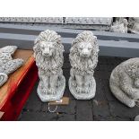 Pair of concrete lions sitting