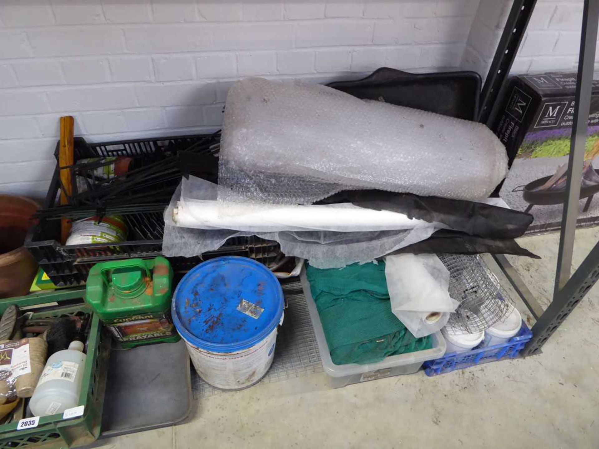 Under bay containing gardening items incl. grow house covers, slug stop, etc. - Image 3 of 3