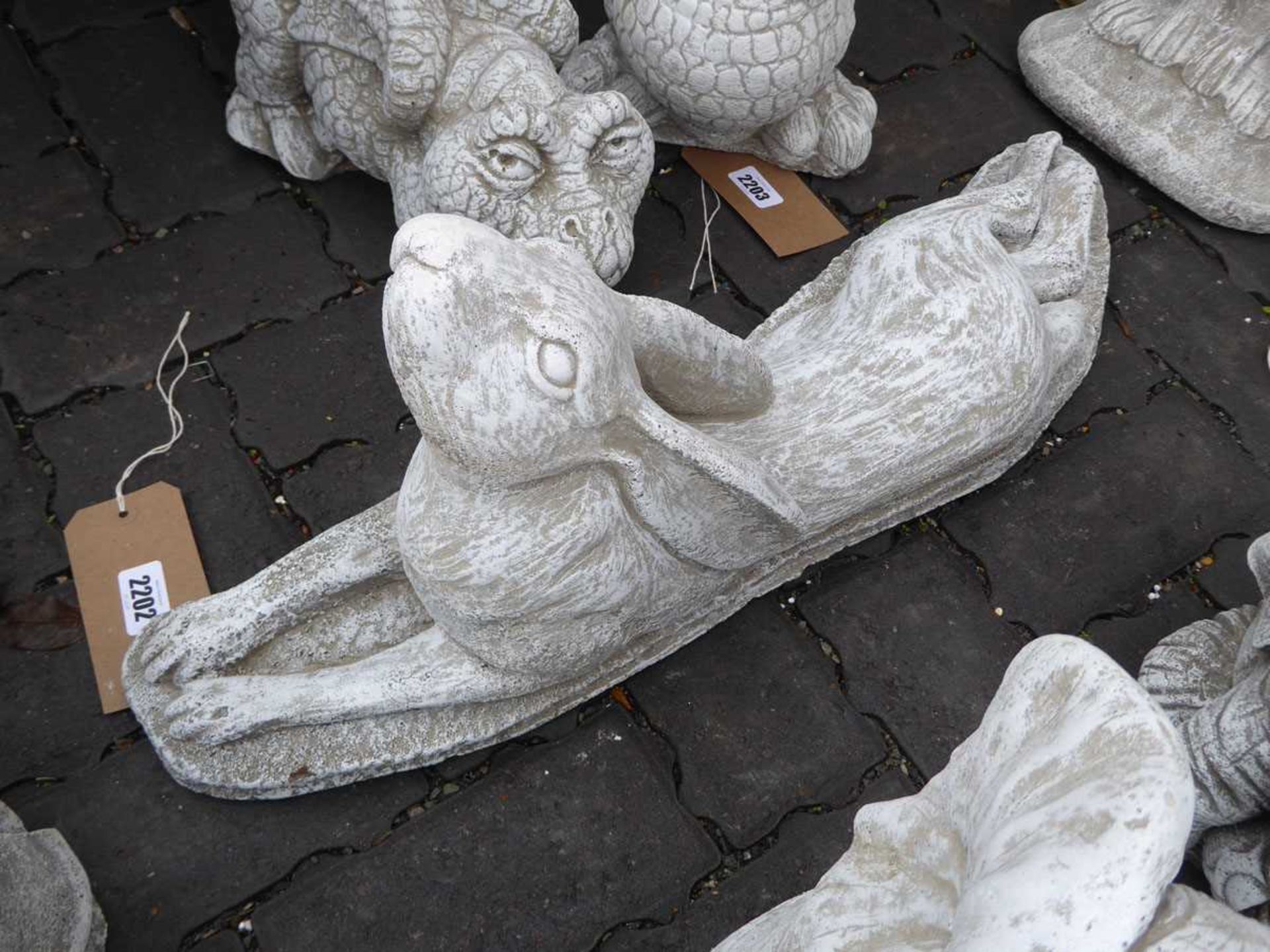 Hare lying down concrete ornament