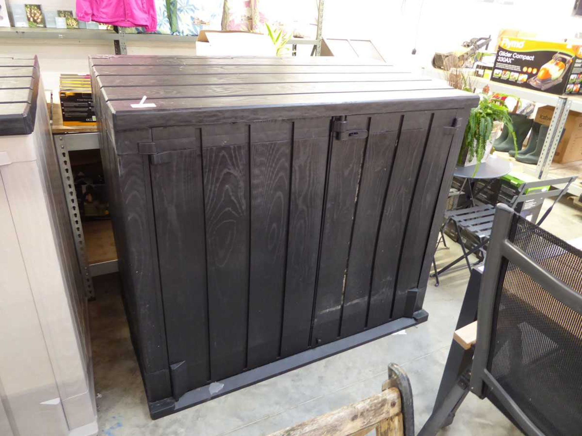 +VAT Keter black 2 door bin store with lift top roof