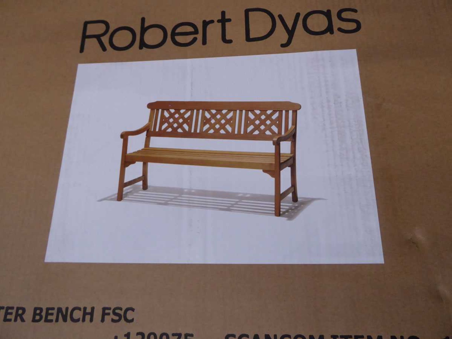 Boxed teak wooden slatted 3 seater garden bench - Image 2 of 2