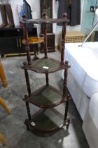 4 tier whatnot with inset green leather surfaces