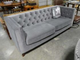 +VAT Modern grey button back upholstered 3 seater sofa