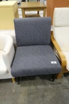 +VAT Blue upholstered easy chair on black metal frame