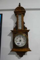 Dark oak cased aneroid barometer