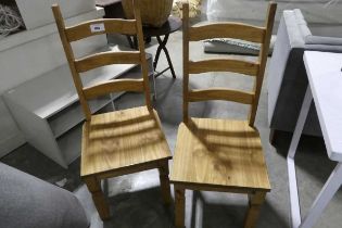 +VAT 2 modern light pine finish ladderback dining chairs