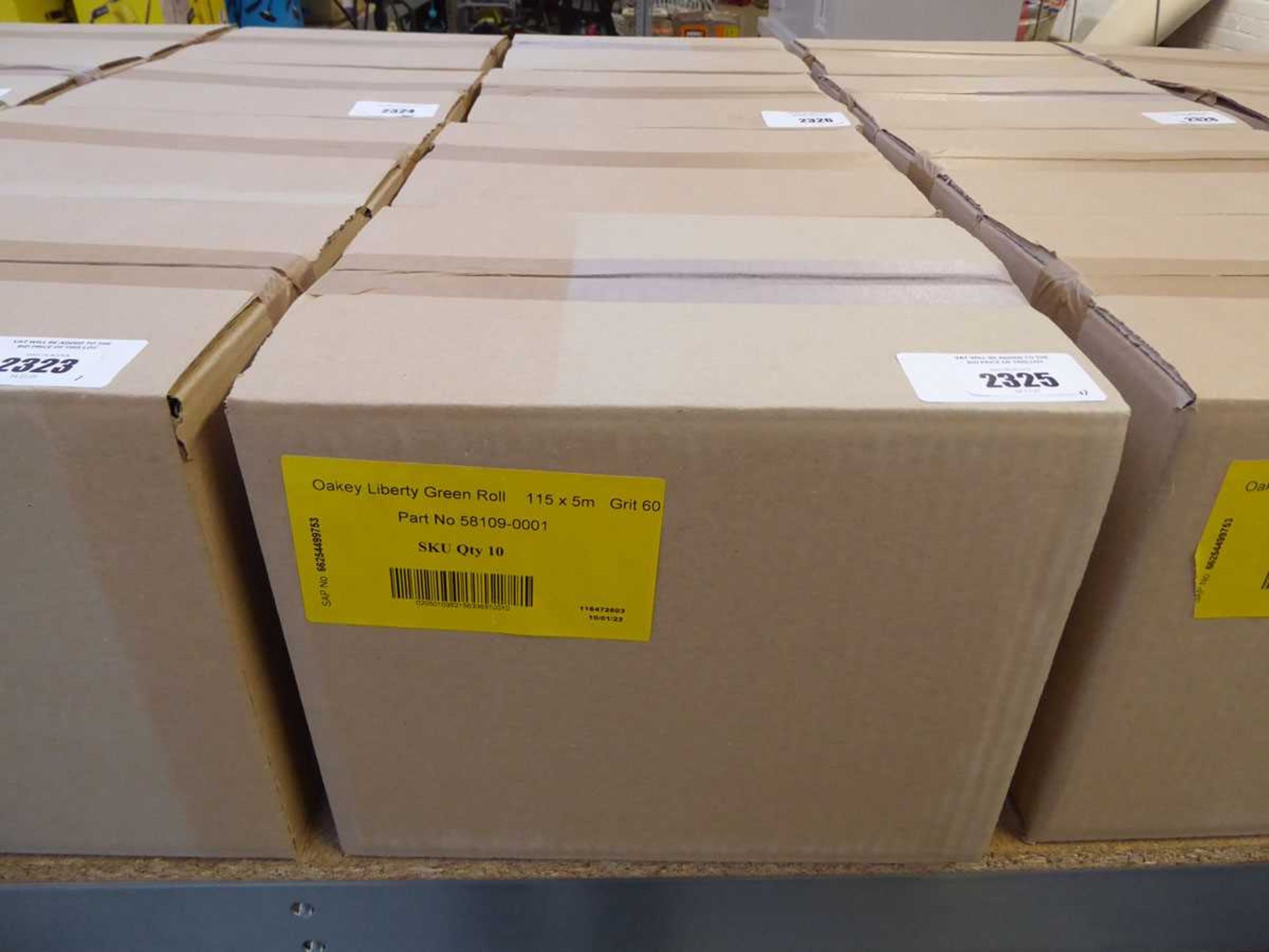 +VAT 2 boxes containing 12 rolls of Oakey liberty green 115 x 5m sand paper (60 grit)