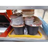 +VAT 2 large reels of armoured cable with 3 smaller reels of cable and cable dispenser