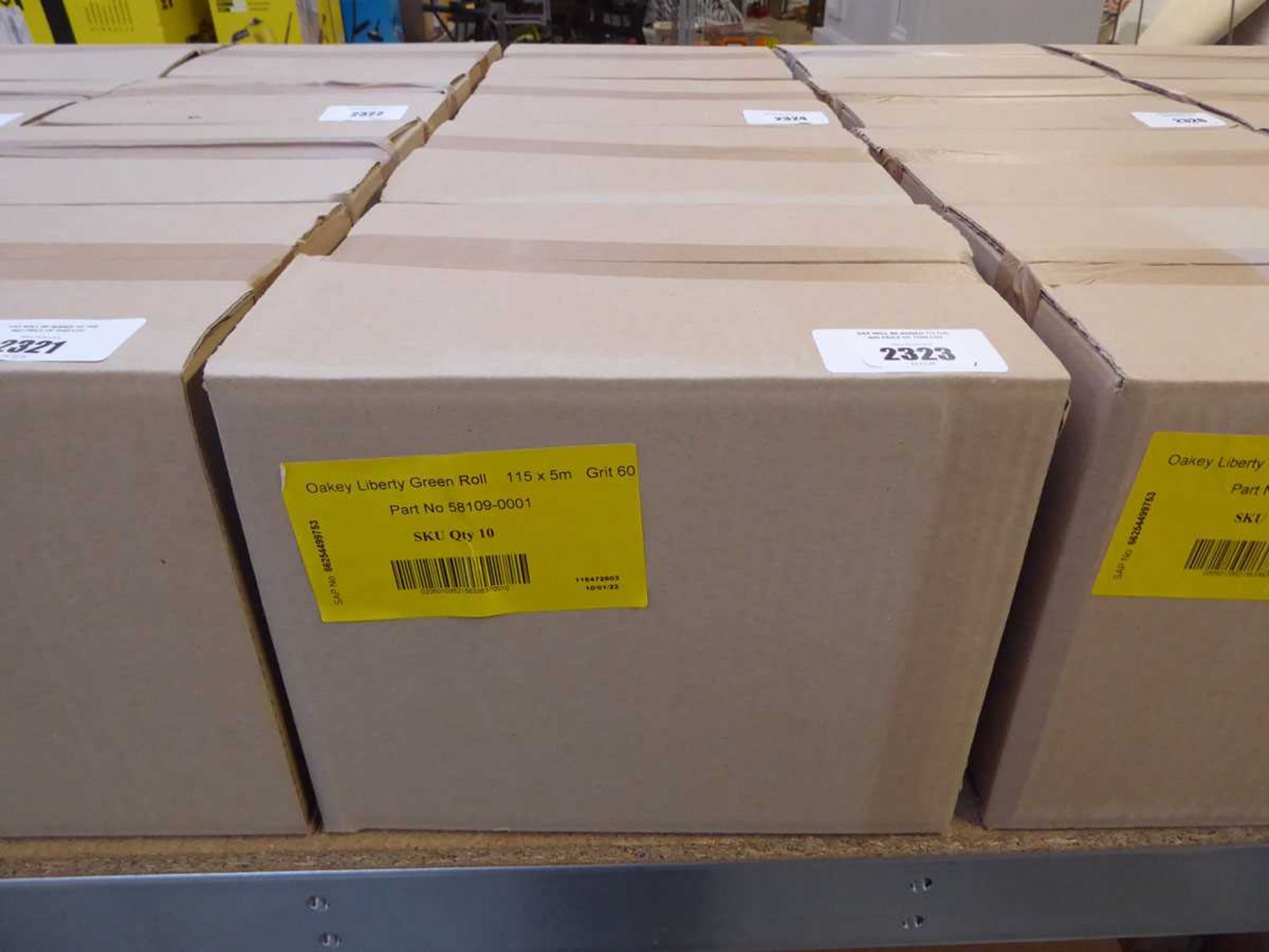 +VAT 2 boxes containing 12 rolls of Oakey liberty green 115 x 5m sand paper (60 grit)