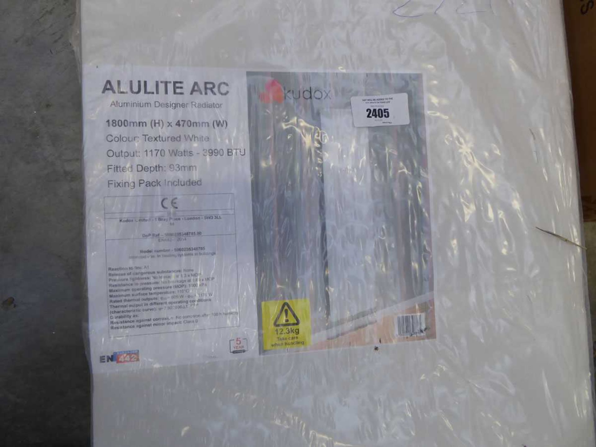 +VAT Boxed Kudox Alulite Arc aluminium designer radiator (1800mm x 470mm) - Image 2 of 2