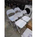 Set of 4 white metal folding chairs