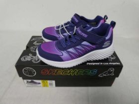 Pair of kids Skechers trainer in pink and purple (size 13)