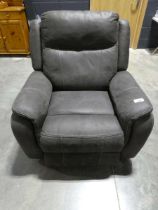 +VAT Dark grey suede upholstered rocking chair with electric powered reclining