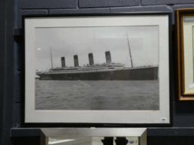 Large framed print of R.M.S. Titanic produced by Plaisto Pictoral