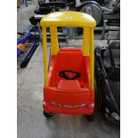 Little Tikes red and yellow 4 wheeled cart