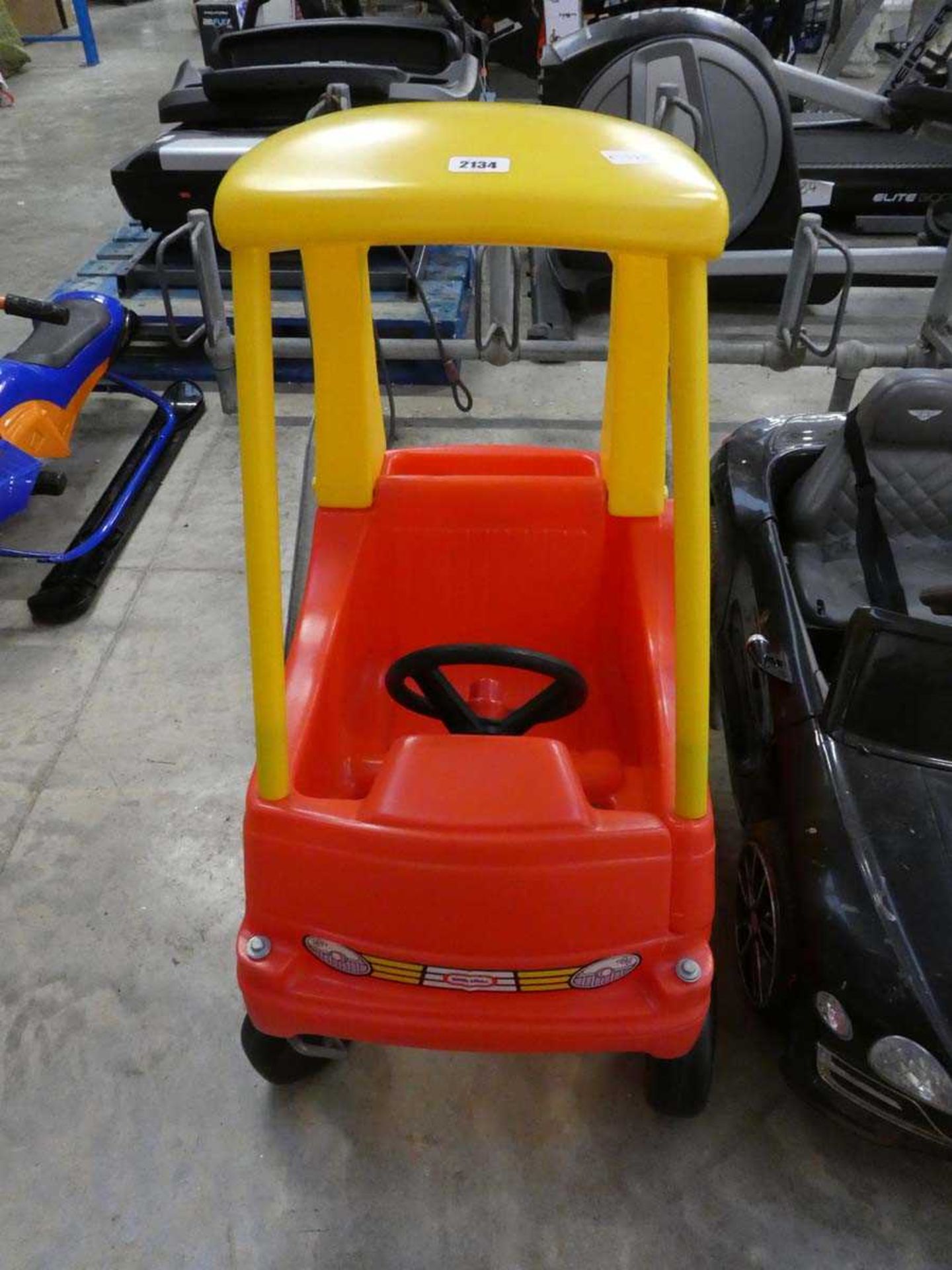 Little Tikes red and yellow 4 wheeled cart