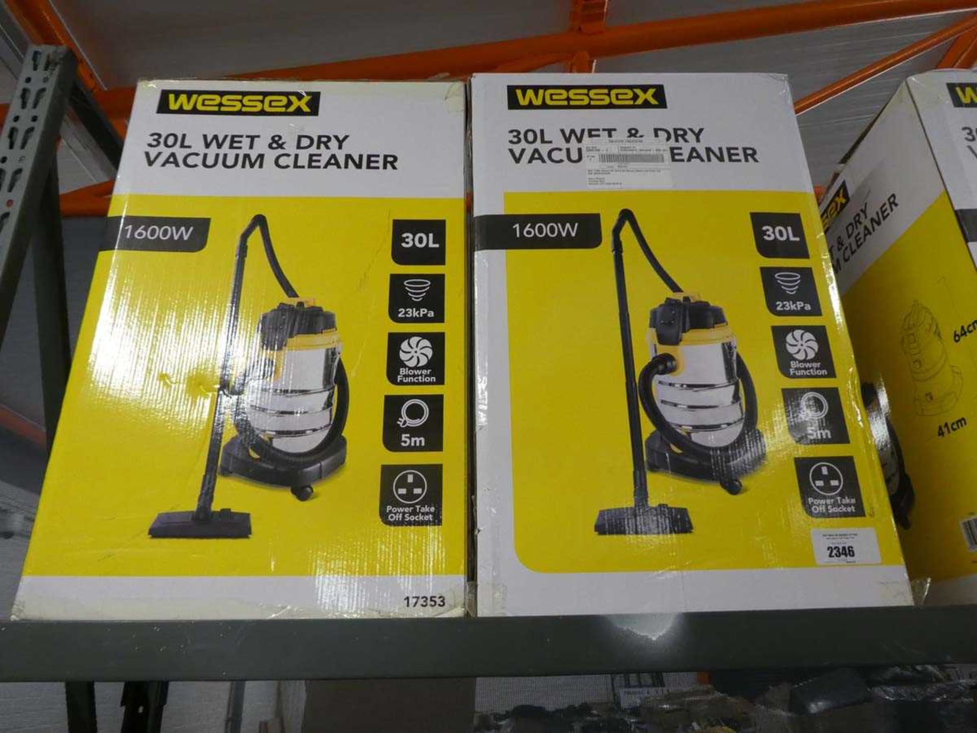+VAT 2 boxed Wessex 30L wet and dry vacuum cleaners