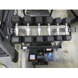 +VAT Weider dumbbell weight stand, together with 3 sets of Weider branded dumbells (8kg, 6kg &