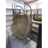 Brown rattan 2 seater hanging egg chair (no cushions)