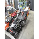 Parkside petrol powered rotary mower with grass box and battery start