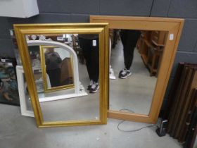 Two rectangular mirrors in gilt and oak frames