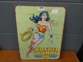 Modern painted metal Wonder Woman plaque