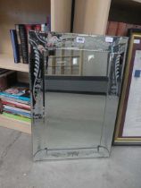 Rectangular bevelled and etched mirror