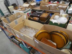 +VAT 3 x boxes containing glass vases, sherry and wine glasses plus baking dishes
