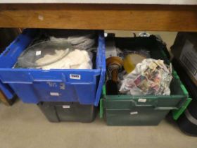 3 x boxes containing household goods to include dinner plates, general crockery, china, brush set
