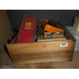 Drawer containing wood planes and various other wood working items