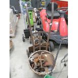 Sack barrow and vintage rotavator with spares