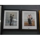 Pair of Vettriano prints of figures on the beach